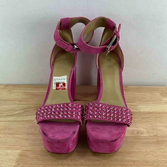 Michael Kors Tara Gem Platform Sandels- Pink- Size 9.5 M- NWOB - Picture 1 of 10